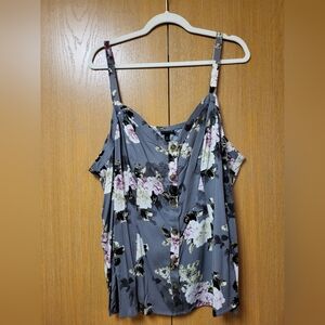 Torrid Gray Floral Button-Down Top